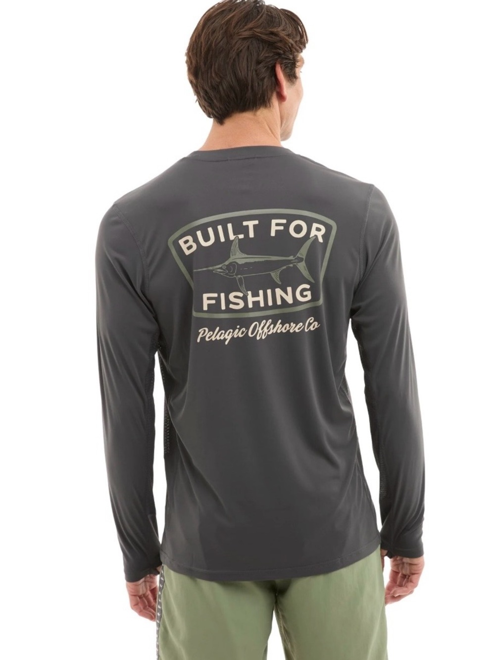 Pelagic Charcoal Built for Fishing Long Sleeve Performance Tee